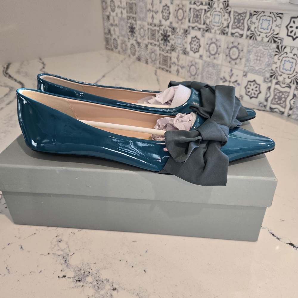 C.Paravano patent leather pointed-toe ballet flats-New-Euro Sz 40/US Sz 9-9.5